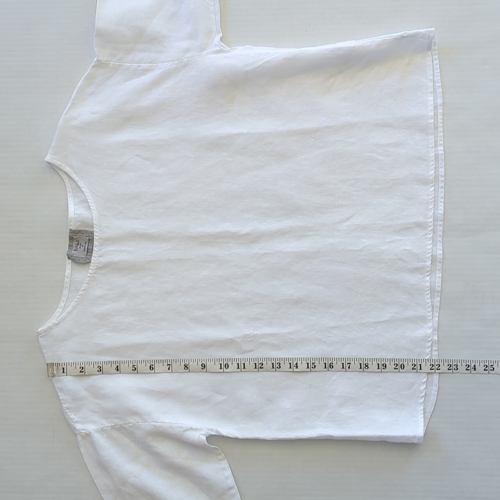 Chalet Linen Dropped Shoulder Pullover Blouse MEDIUM White - Picture 9 of 10